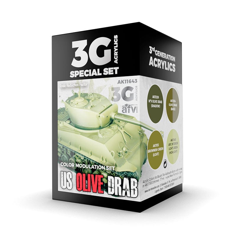 AK Interactive 3rd Gen Acrylics Wargame Color set - US Olive drab