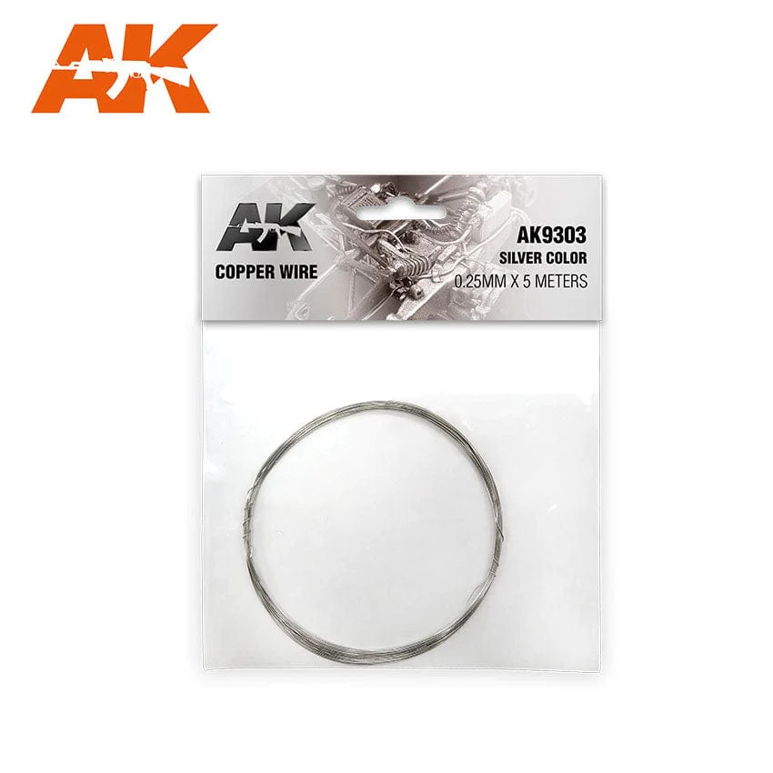 AK Interactive Copper Wire Silver - 0.25mm x 5 meters