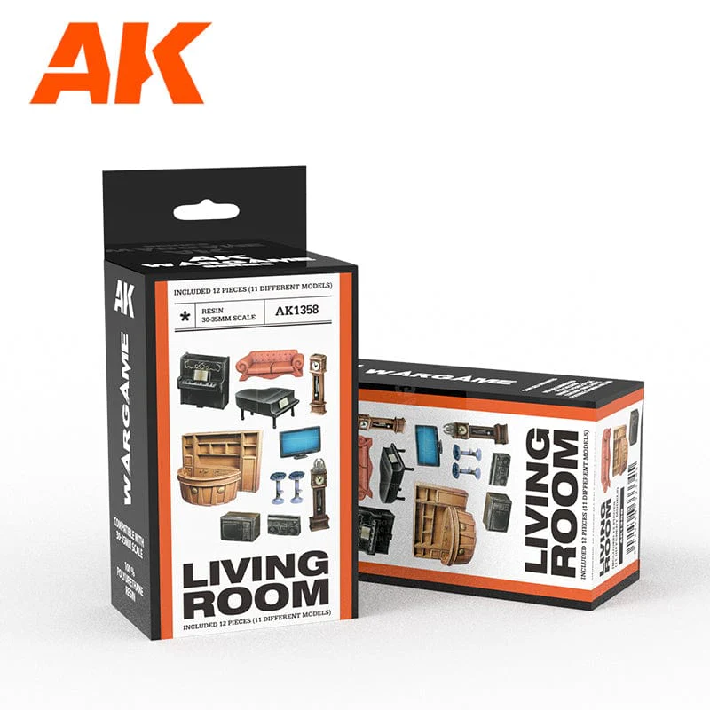 AK Interactive Wargame & Diorama Scenography Objects 30-35mm - Living Room Scenography set