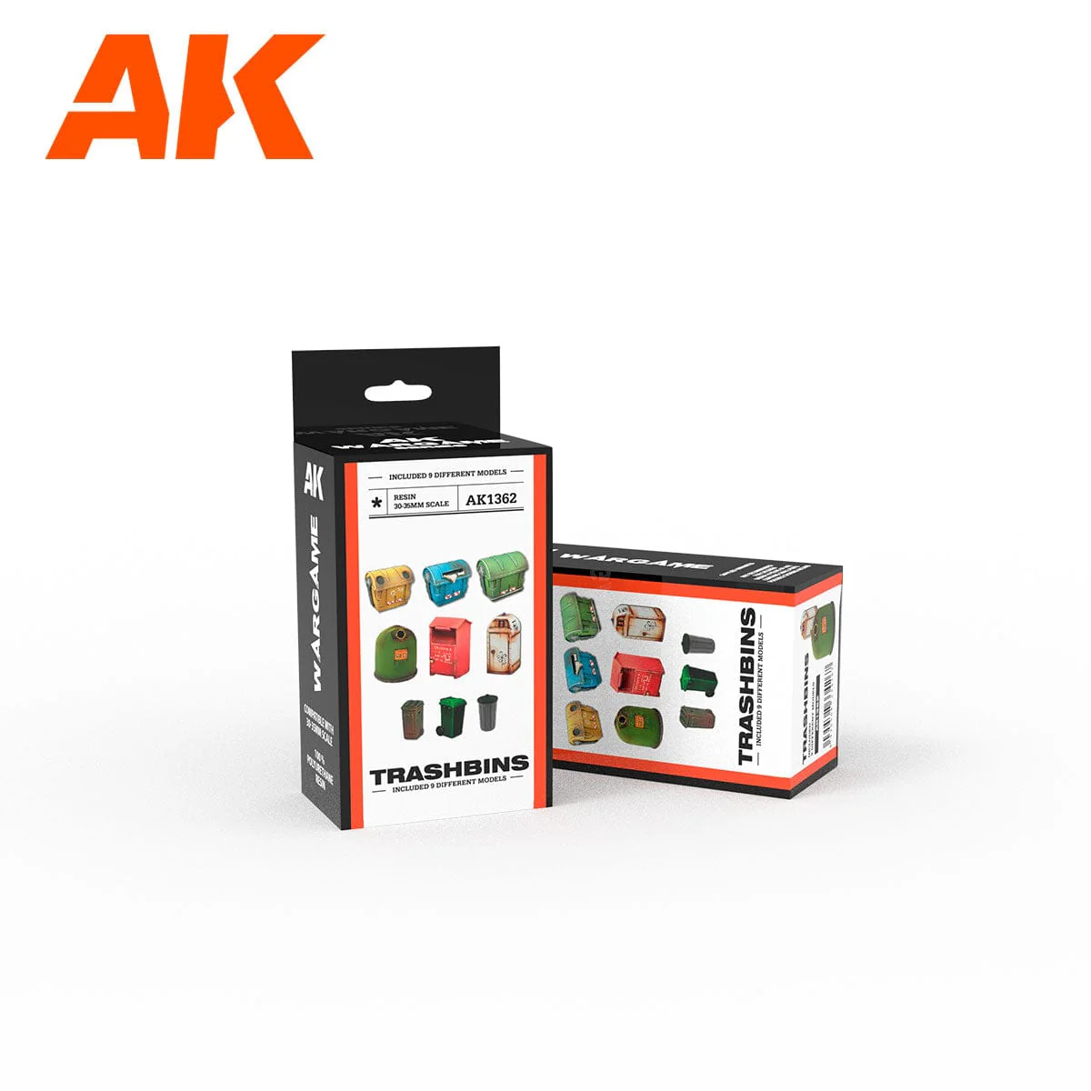 AK Interactive Wargame & Diorama Scenography Objects 30-35mm - Trashbins