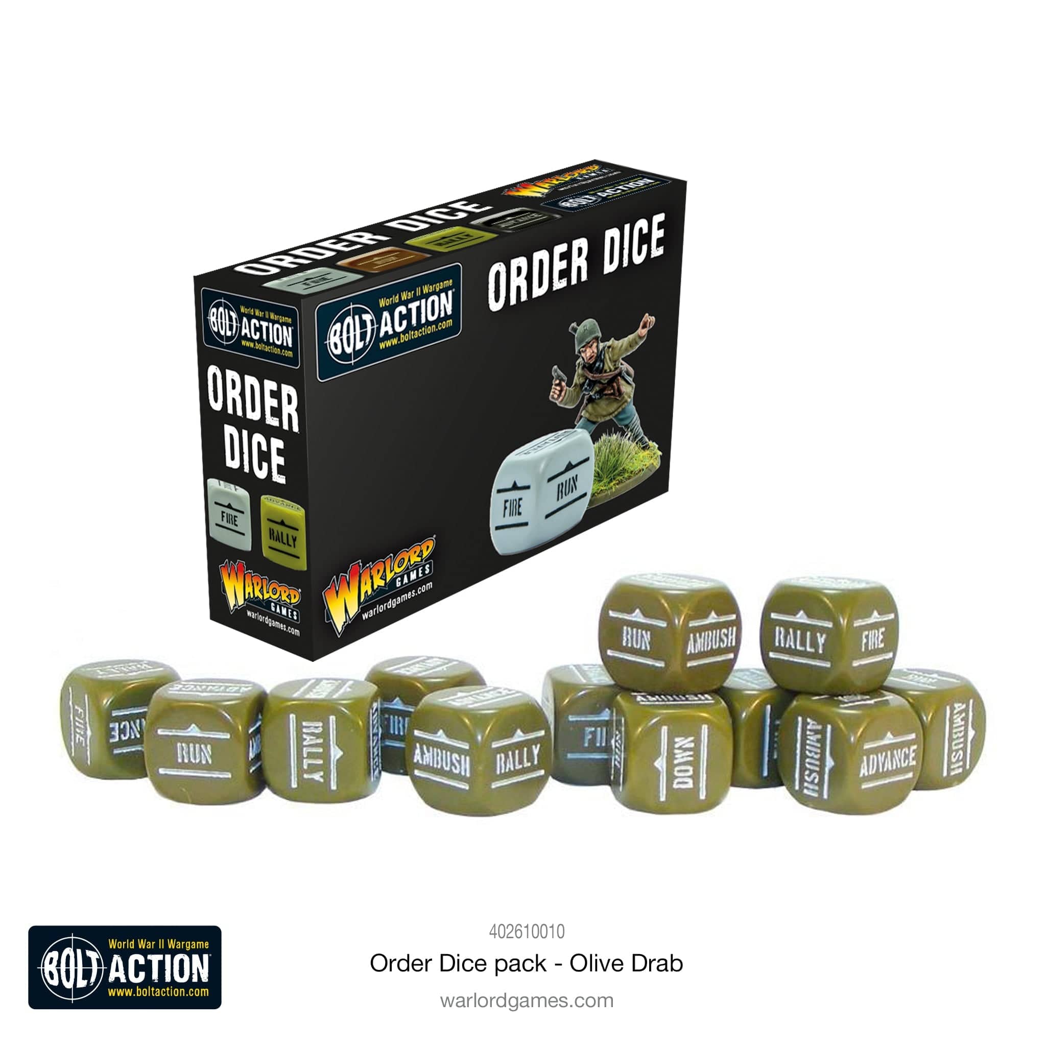 Bolt Action Orders Dice Pack - Olive Drab