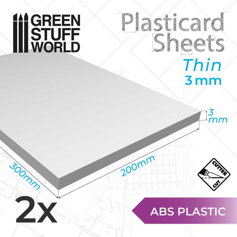 GSW Plasticard - Plain Sheet 3mm x2