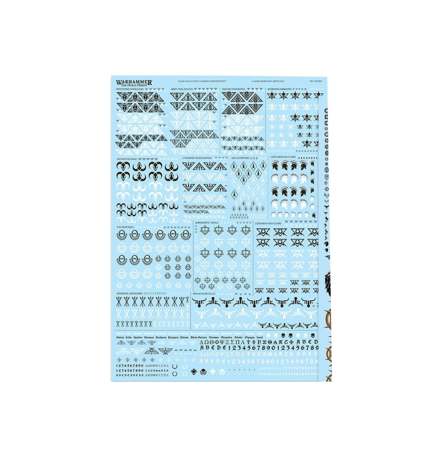 Horus Heresy Solar Auxilia Vehicle Markings Transfer sheet