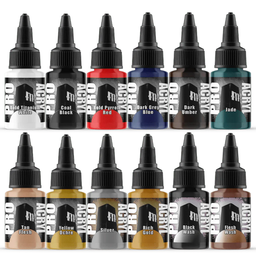 Monument Hobbies Pro Acryl Starter Set - 12 Colors + Brushes