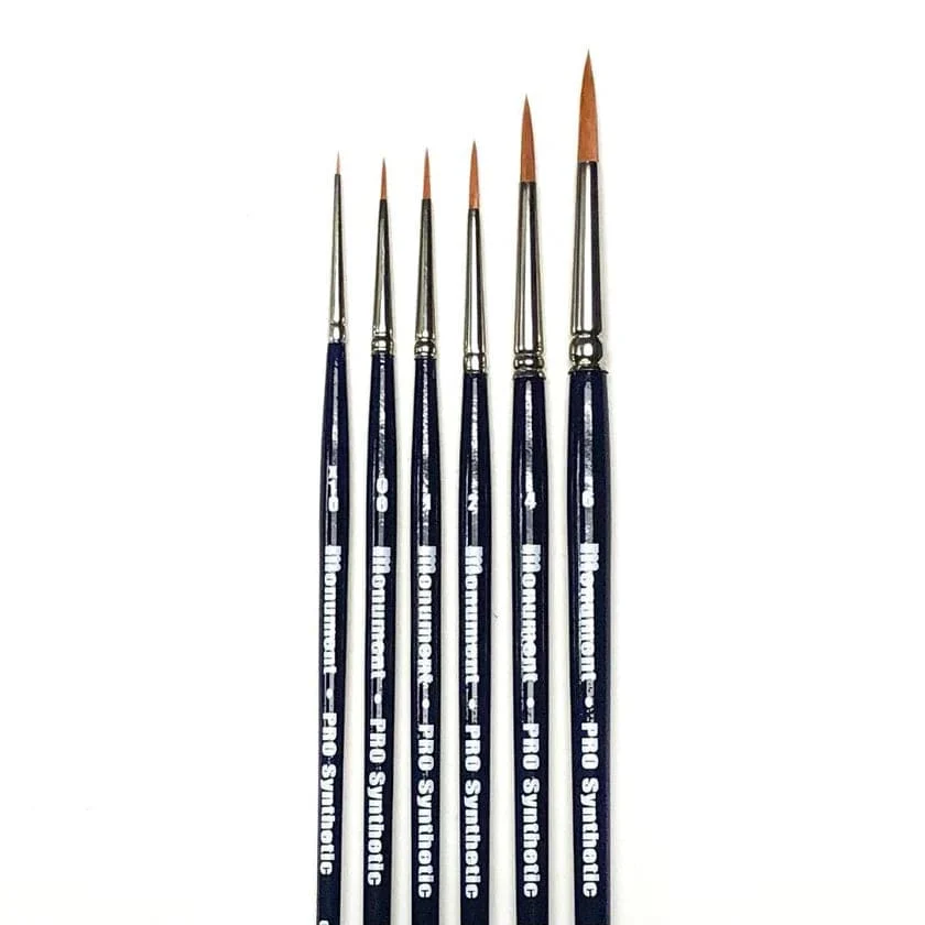 Monument Hobbies - Pro Synthetic Brush Set - Size 10/0, 00, 1, 2, 4, 6