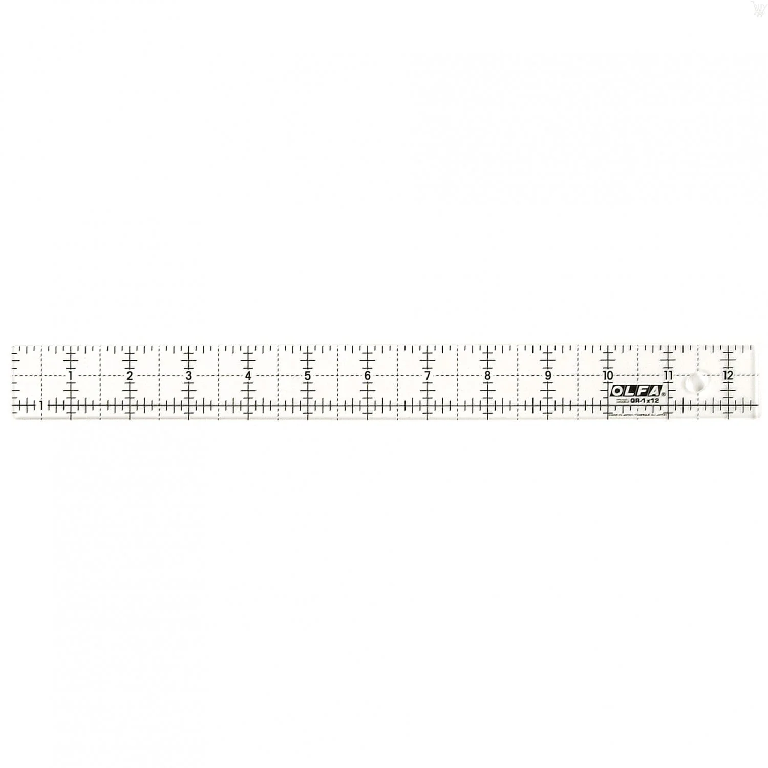 OLFA X-Design QR 1" x 12" Non-Slip Frosted Acrylic Ruler