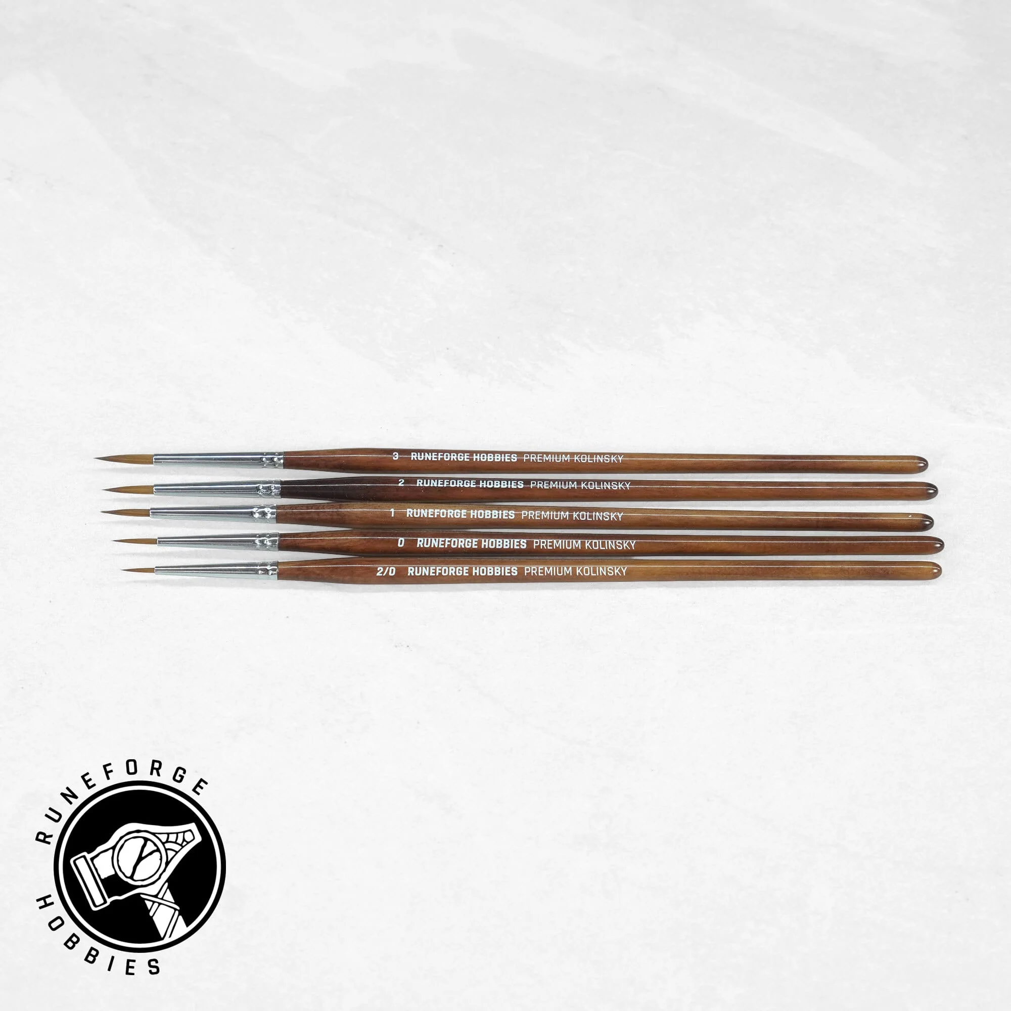 Runeforge Hobbies Premium Kolinsky Brush SET - 2/0, 0, 1, 2, 3