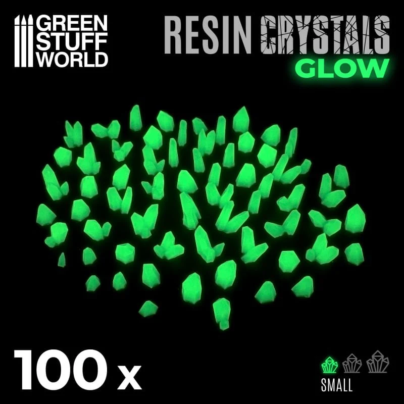 GSW Resin Crystals GLOW IN THE DARK - Small YELLOW GREEN x100
